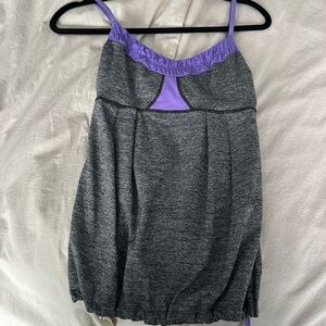 Lululemon, size 6, purple and salt and pepper. Drawstring at bottom.